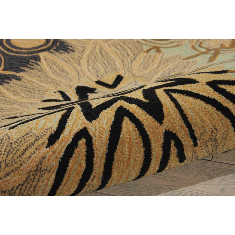 Nourison Contour Contemporary Gold Multicolor Abstract Floral Medallions Area Rug
