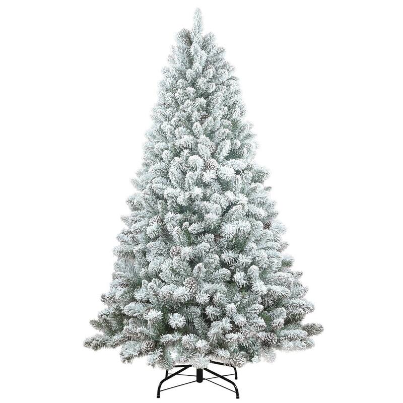 HomeRoots 4' White Full Flocked Fir Christmas Tree With Decorations - 32.00 in. x 48.00 in. x 32.00 in.