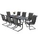 preview thumbnail 2 of 35, Patio Dining Set 9/7 Pieces Outdoor Metal Furniture Set, 8/6 C Spring Motion Chairs and 1 Expandable Table 9-Piece CSpring(without umbrella hole)