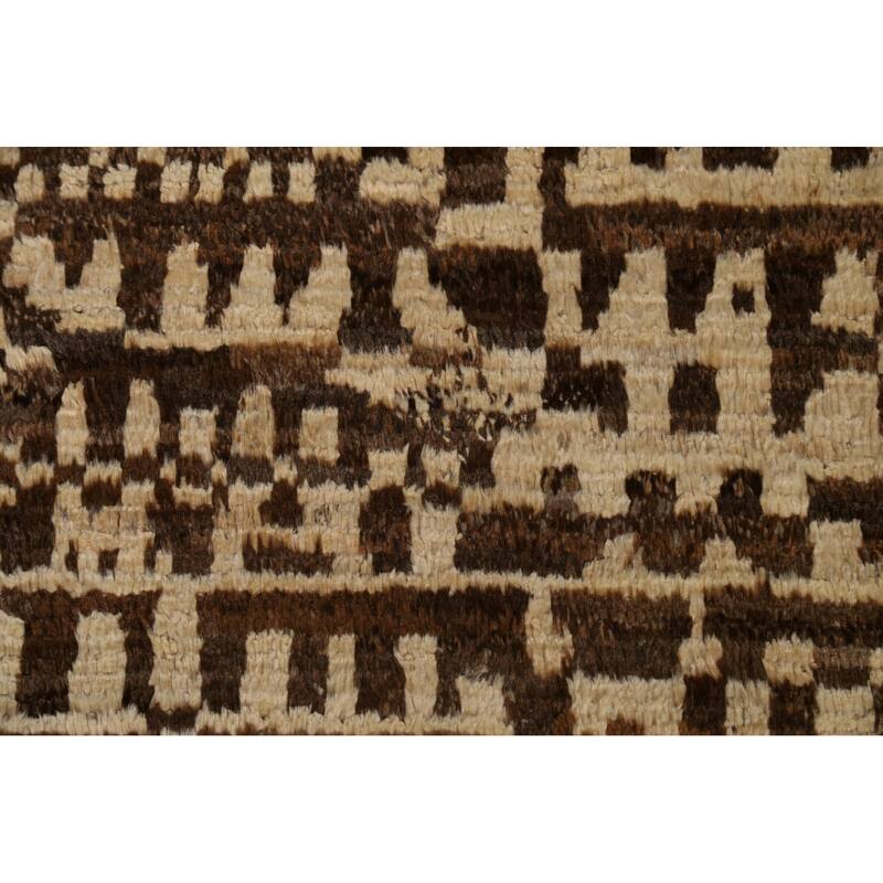 Hand Knotted Oriental 100% Wool Carpet Modern Tribal Beige & Ivories Moroccan Area Rug - 7' 10'' X 5' 9''