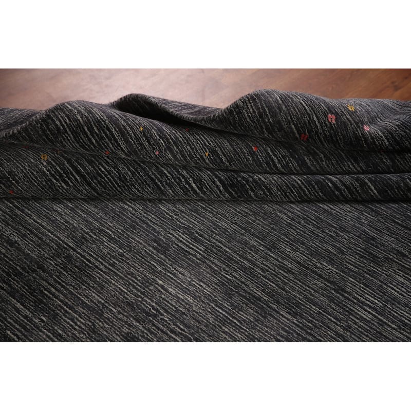 Striped Gabbeh Oriental Area Rug Wool Carpet - 8'9" x 11'6"