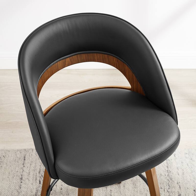 Art Leon Set of 2 Swivel Contemporary Counter Height Barstool with Bentwood Legs