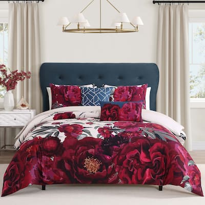 Bebejan Zinnia 100% Cotton Sateen 5 Piece Reversible Comforter Set