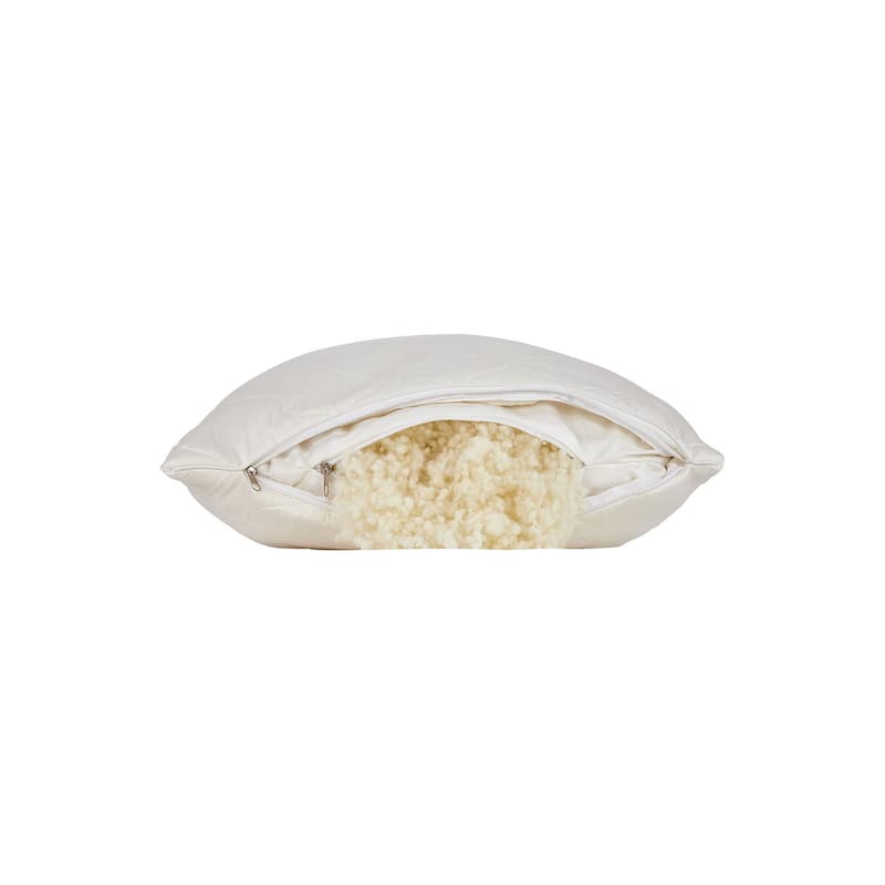 HomeRoots Cotton Wool Hypoallergenic Ergonomic Standard Size Bed Pillow - Ivory