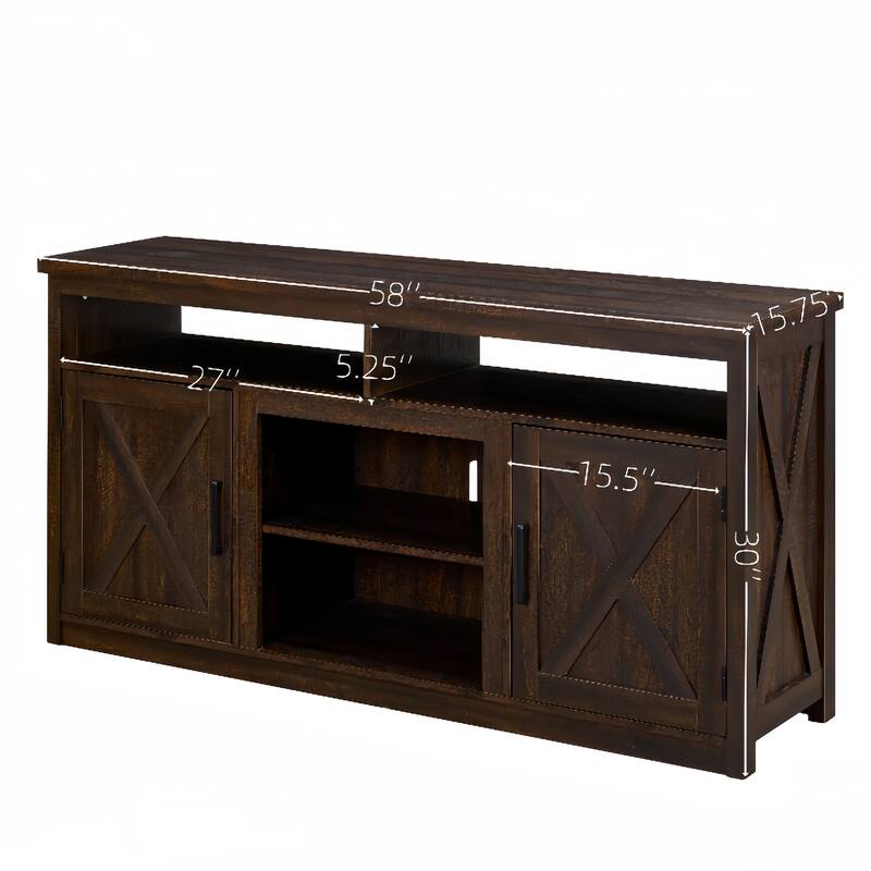 CUSchoice Farmhouse TV Stand Modern Media Console for TVs Up to 65" - 15.75*57.87*30.31inch (W*L*H)