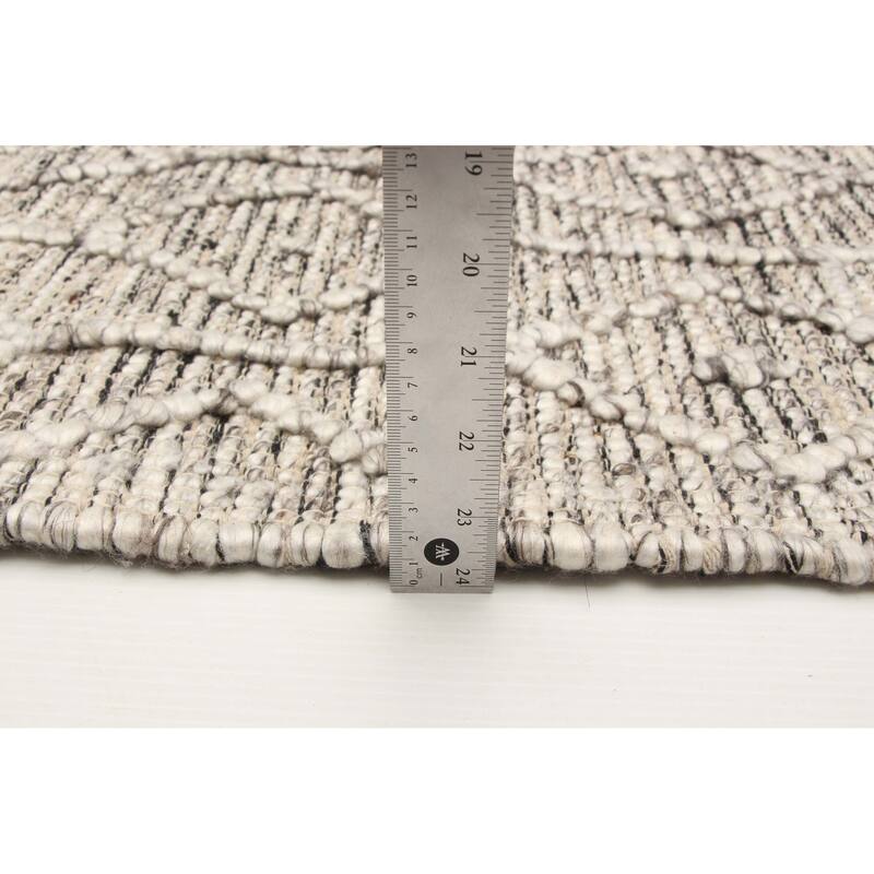 ECARPETGALLERY Braid weave Sienna Grey Wool Rug - 5'1 x 7'9