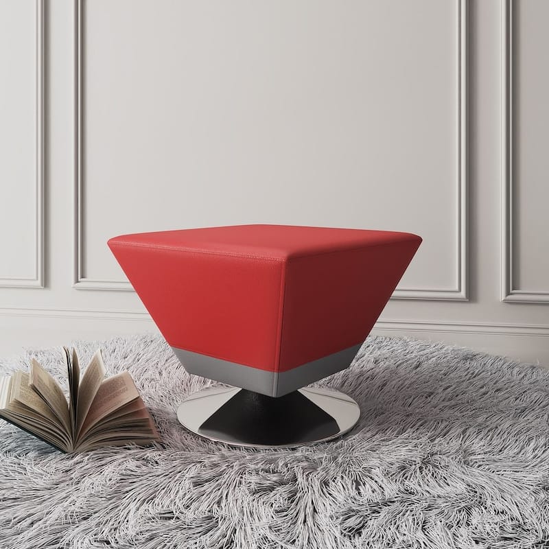 Manhattan Comfort Diamond Polished Chrome Swivel Ottoman
