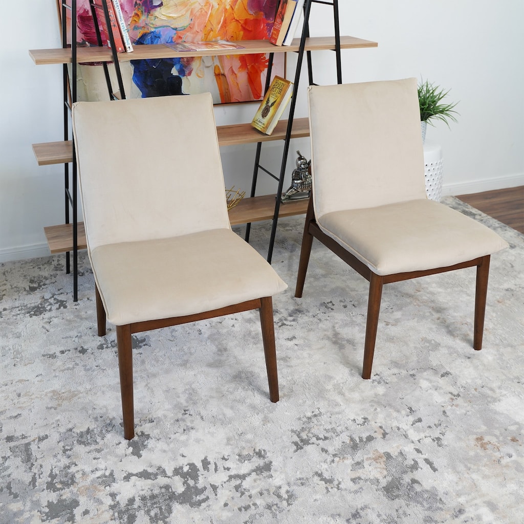 GDFStudio - Monza Modern Velvet Dining Chair with Solid Wood Legs & Armless Mid-Century Silhouette, Set of 2 - 24.4"