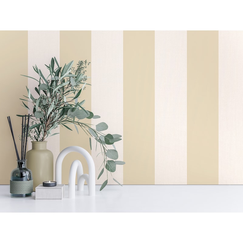 Fine Decor Tavish Light Yellow Stripe Wallpaper