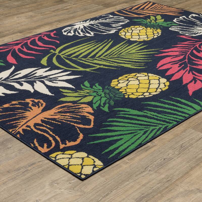 Harlowe Tropical Botanical Navy/ Multi Area Rug
