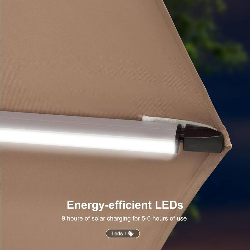 PURPLE LEAF 10/11/12ft Round Double Top LED Patio Cantilever Umbrella with Base