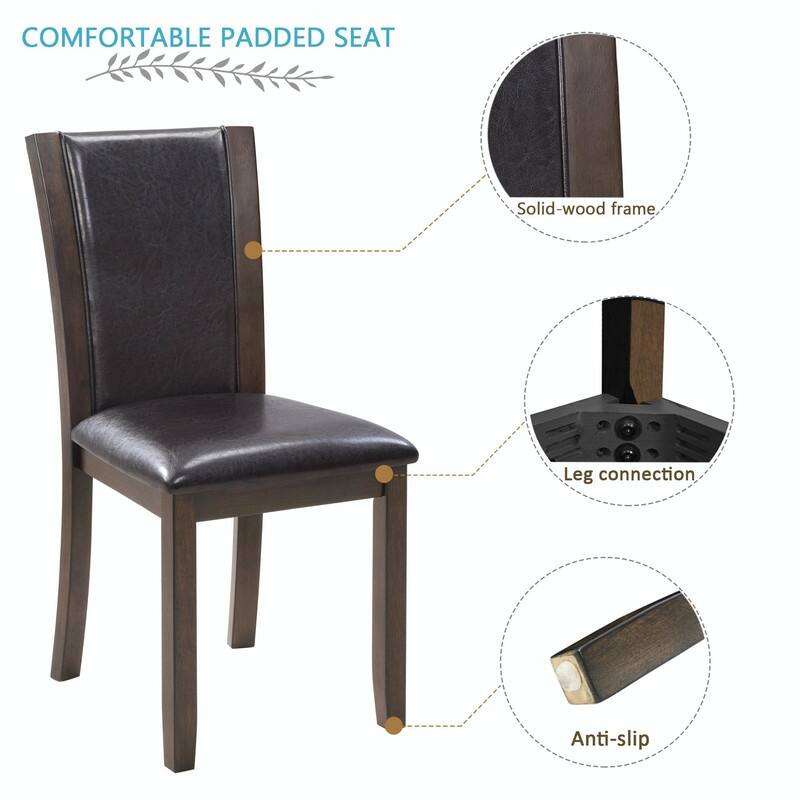 Wooden Dining Chairs Set of 4, Upholstered Side Chairs with Padded Seat for Kitchen & Dining Room