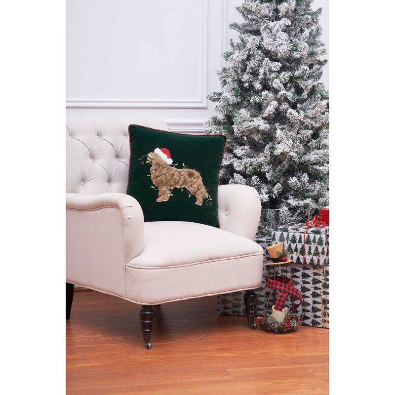 Dog With Light 18" x 18" Embellished Throw Pillow