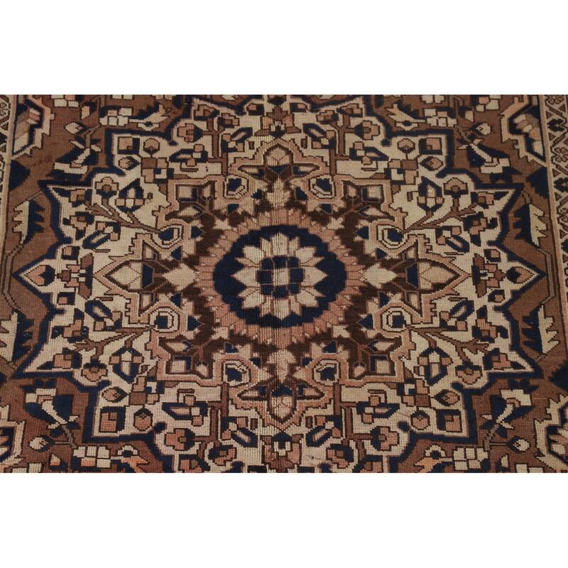 Brown Bakhtiari Persian Vintage Area Rug Hand-Knotted Wool Carpet - 6'6"x 10'1"