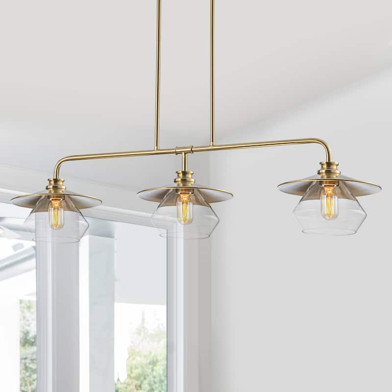 Modern 3-Light Linear Pendant Light with Clear Glass Lampshades - Dia.42.13-in - Dia.42.13-in