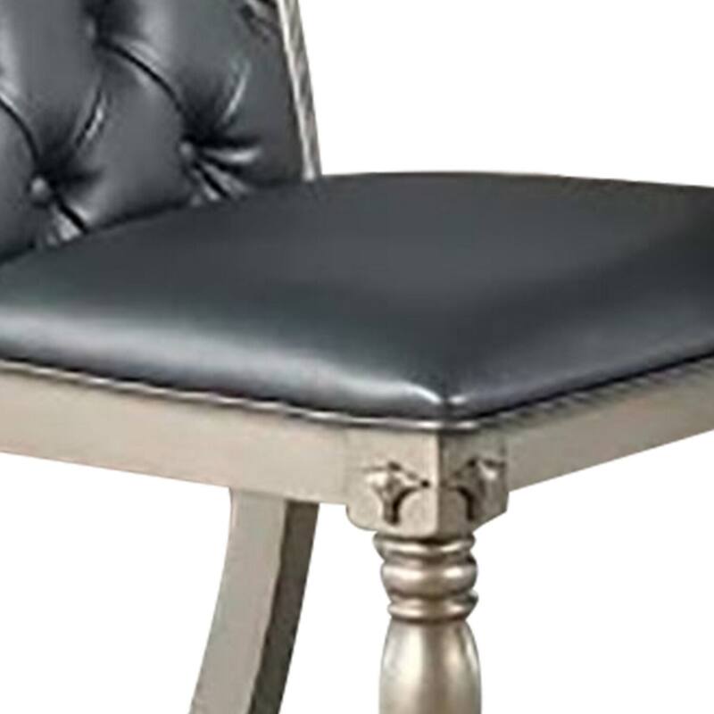 Champagne/Gray Faux Leather Upholstered Wood Frame Dining Chair, Set of 2, Sturdy Dining Chair for Dining Rooms - 21.75