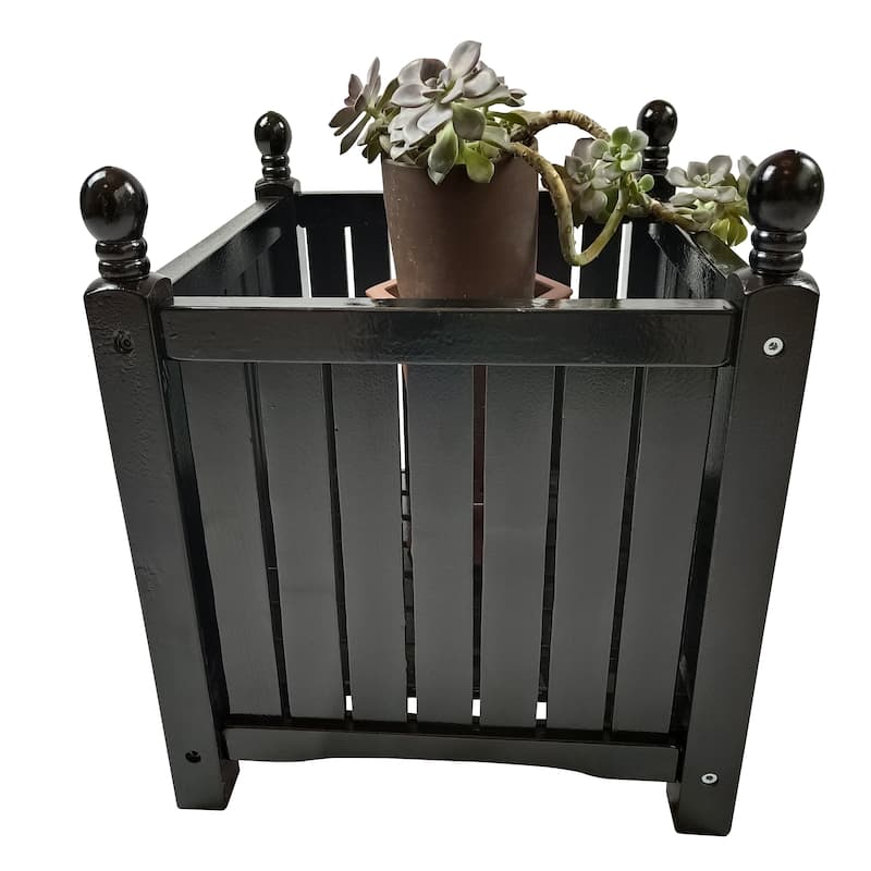 Wood Outdoor Square Wooden Flower and Herb Pot for Garden, Porch and Patio