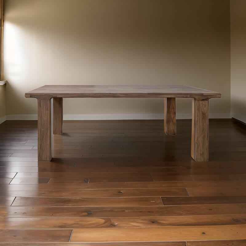 Okai Dining Table, 87 Inch Rectangular Top, Rustic Brown Solid Mango Wood
