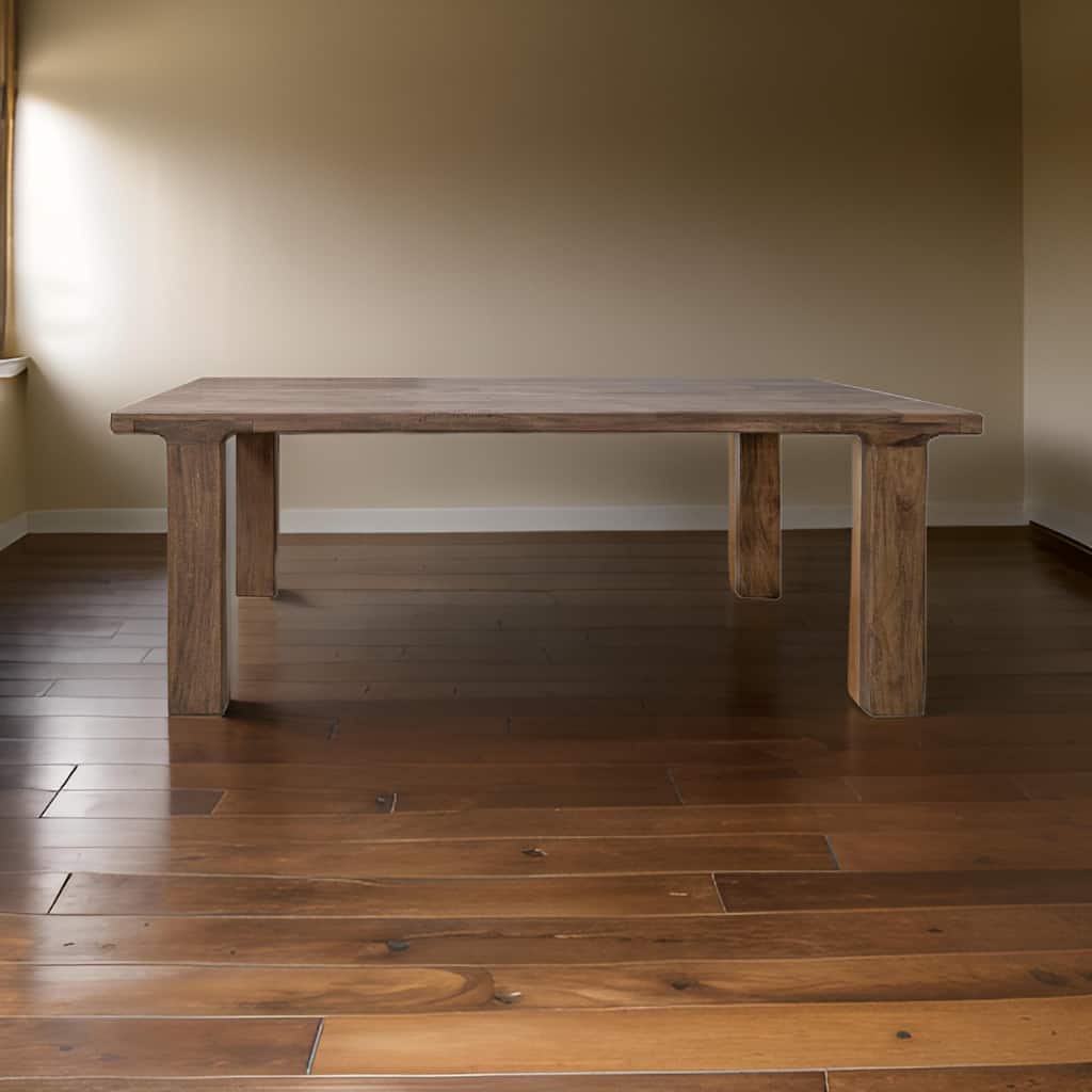 Okai Dining Table, 87 Inch Rectangular Top, Rustic Brown Solid Mango Wood