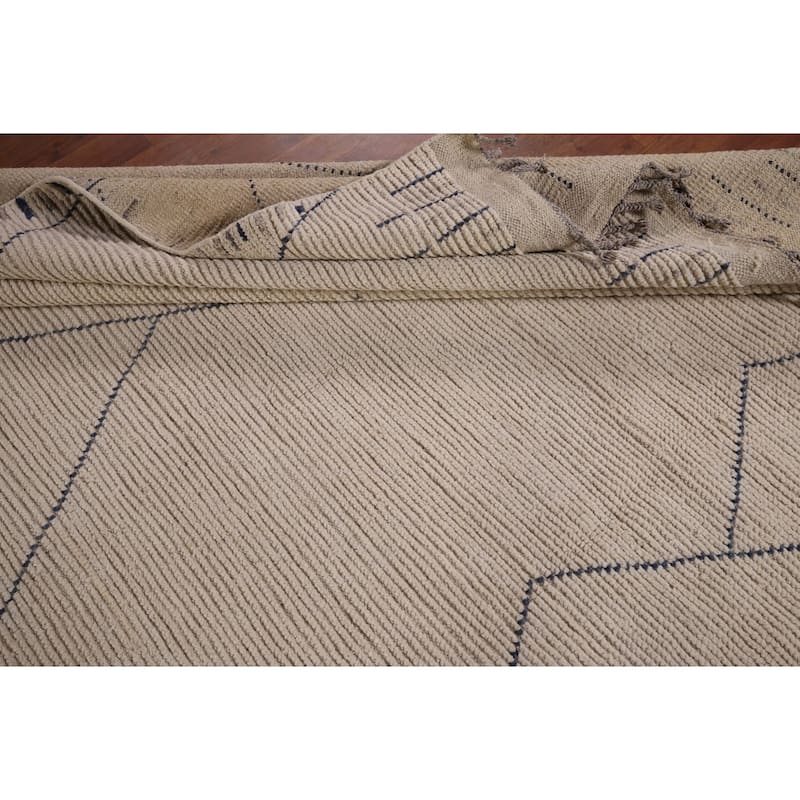 Earth Tone Moroccan Area Rug Handmade Beihe Wool Carpet - 8'9" x 12'9"