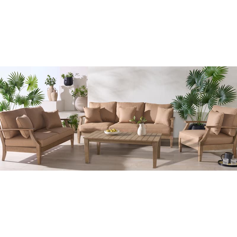 SAFAVIEH Couture Outdoor Patio Furniture Martinique Wood Arm Chair - 31"W x 36"D x 33"H