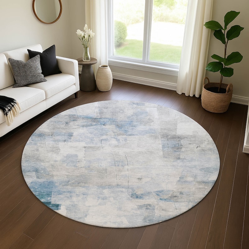 Premium Washable Super Soft Modern Glam Mayfield Rug - Denim - 8' x 8'
