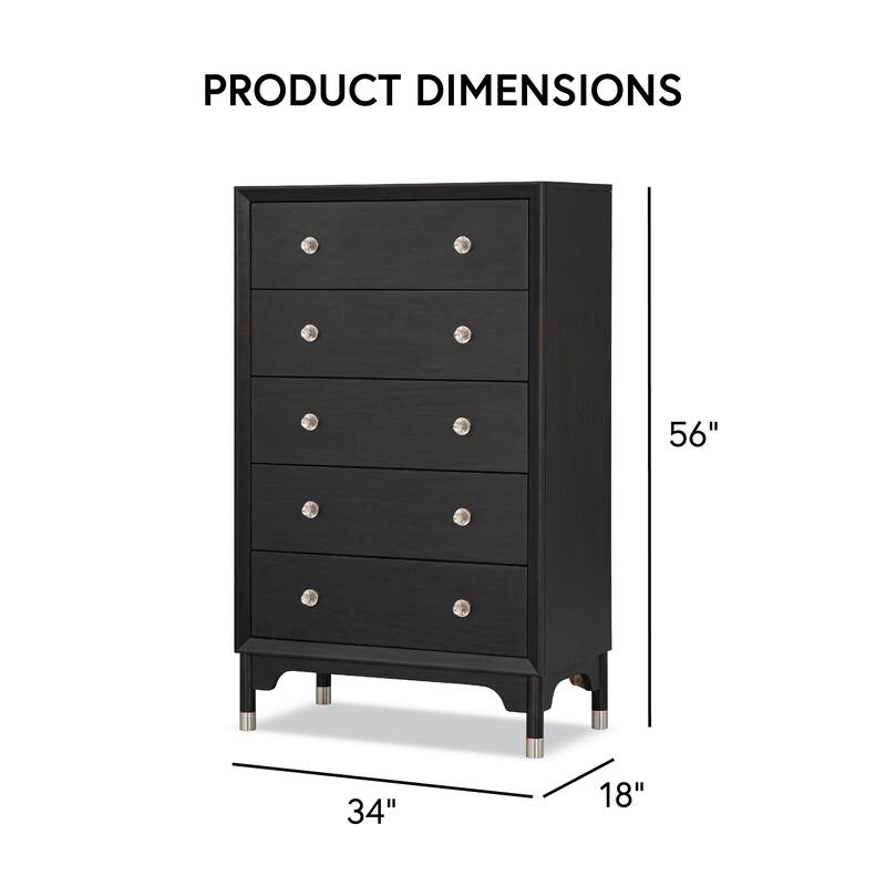 Furniture of America Forma Mid-Century Modern 3-Piece Black Chest and 2 Nightstand Bedroom Set