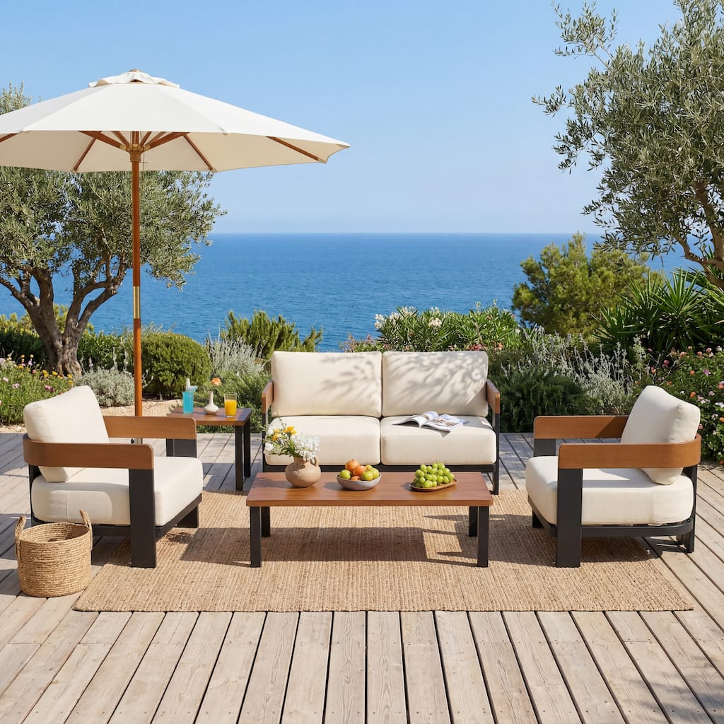 5-Piece Outdoor Patio Sofa Set with Coffee Table & Side Table