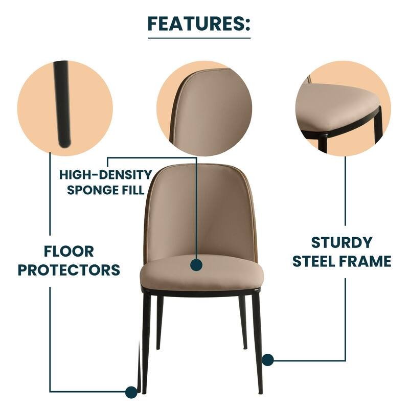 Dining Chair with Upholstered Seat Side Chair with MDF Wood Frame in Steel Set of 4