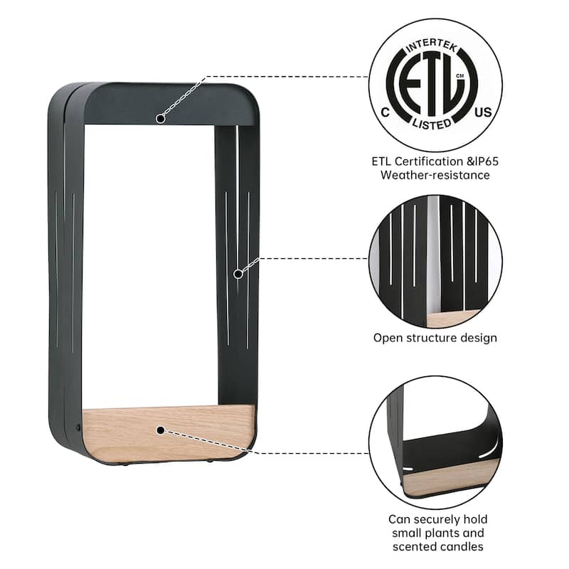 2 Pack Rectangle Frame Solar Integrated LED Sensor Outdoor Wall Light