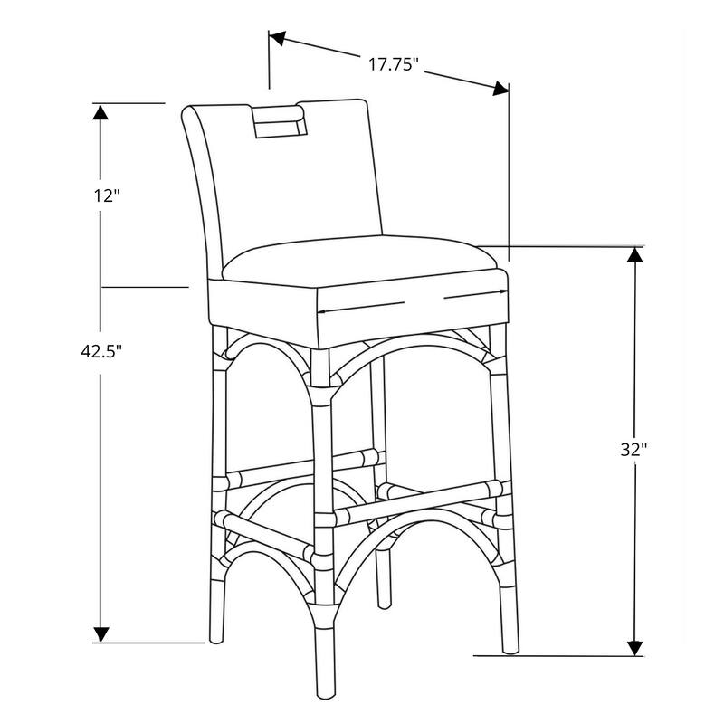 Handmade Natural Rattan Cushioned Bar Stool by East at Main
