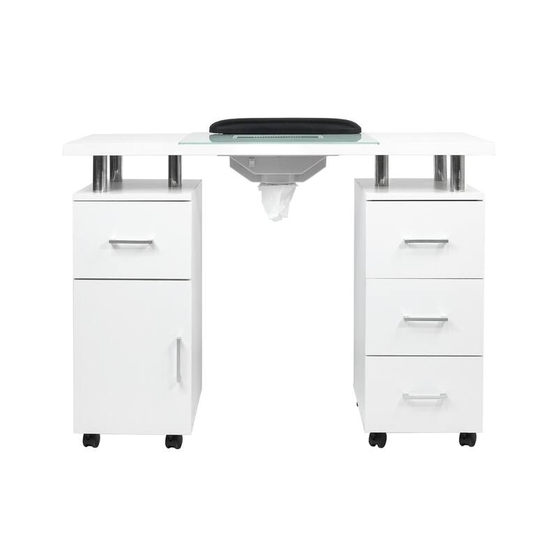 Manicure Table GLASGLOW WHITE Salon Nail Table Salon Furniture - N/A