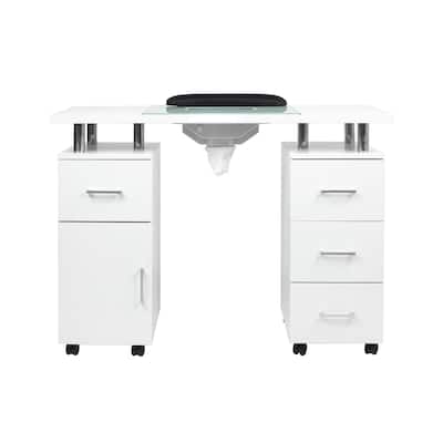 Manicure Table GLASGLOW WHITE Salon Nail Table Salon Furniture - N/A
