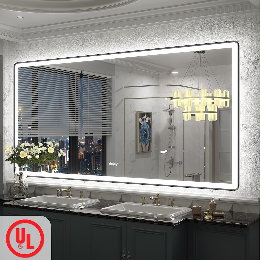 UL Certified Front & Back LED Anti-Fog Tempered Glass Framed Bathroom/Vanity Mirror 3-Year Warranty