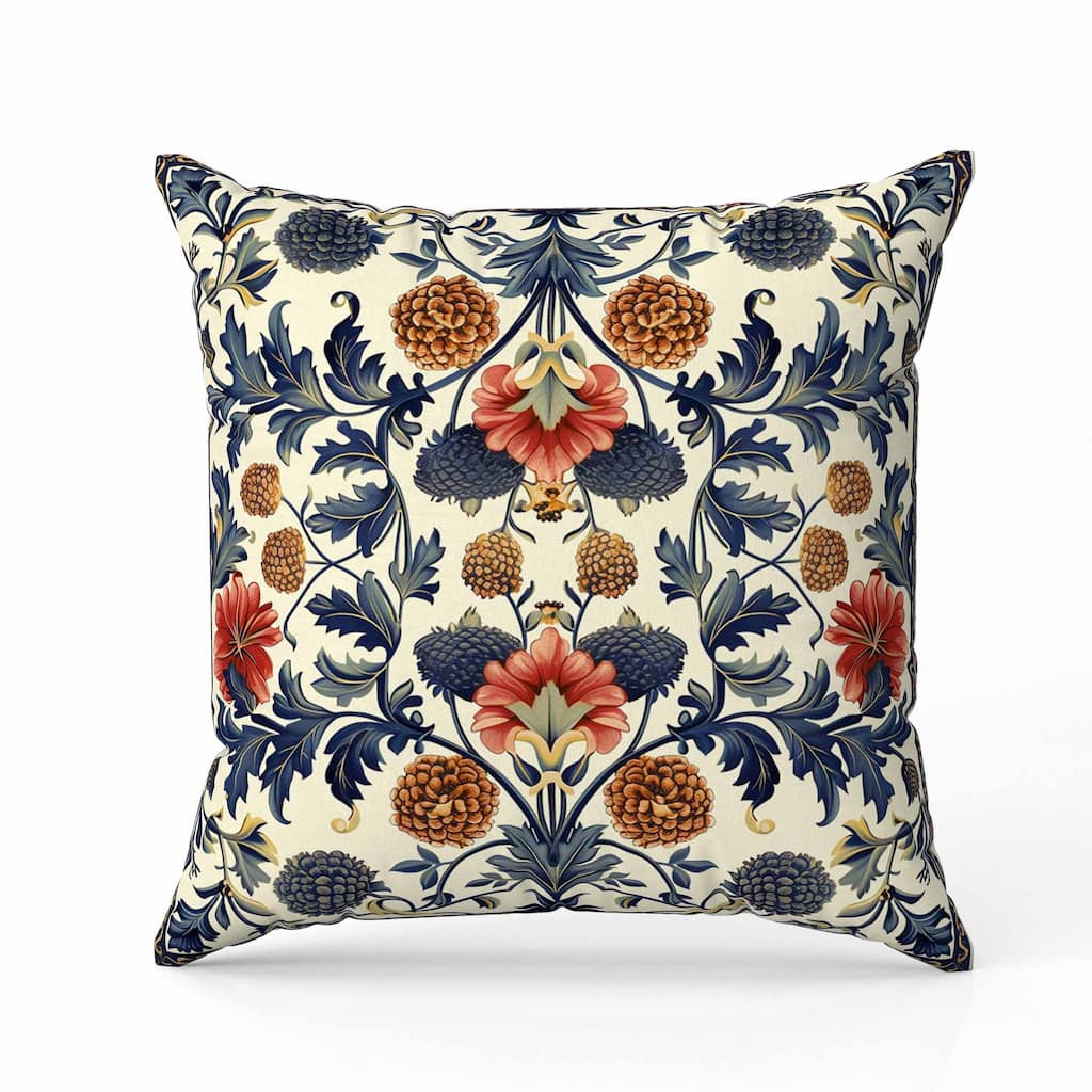 Flora Medley Faux Suede Reversible Throw Pillow Beige and Blue
