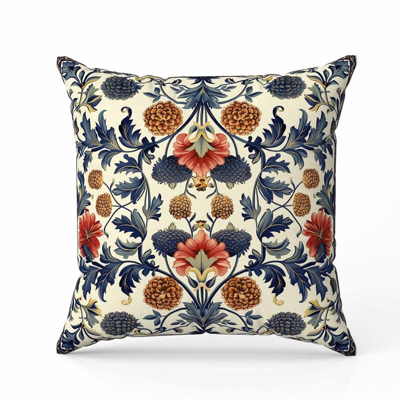 Flora Medley Indoor/Outdoor Reversible Throw Pillow Beige and Blue