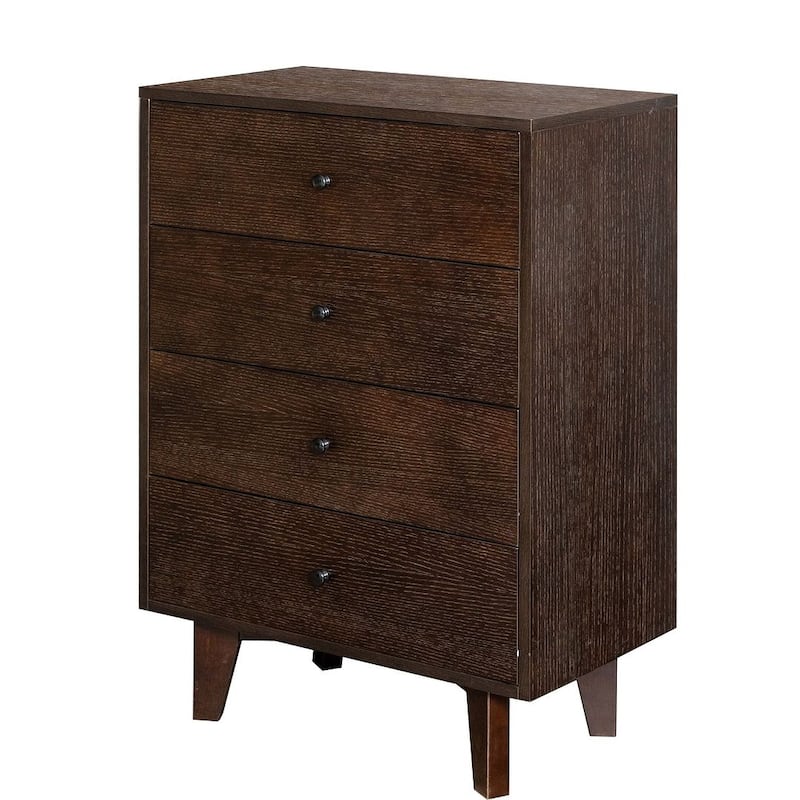 Modern Auburn Solid Wood Dresser Chest of Drawers with Retro Round Handle
