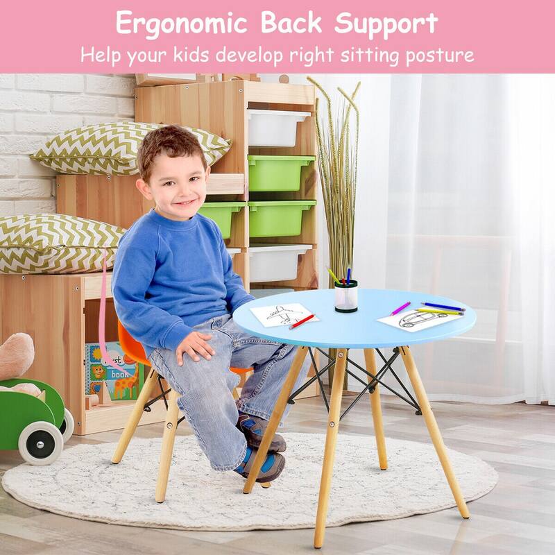 Gymax 5 PC Kids Colorful Round Table Chair Set w/ 4 Armless Chairs - See Details