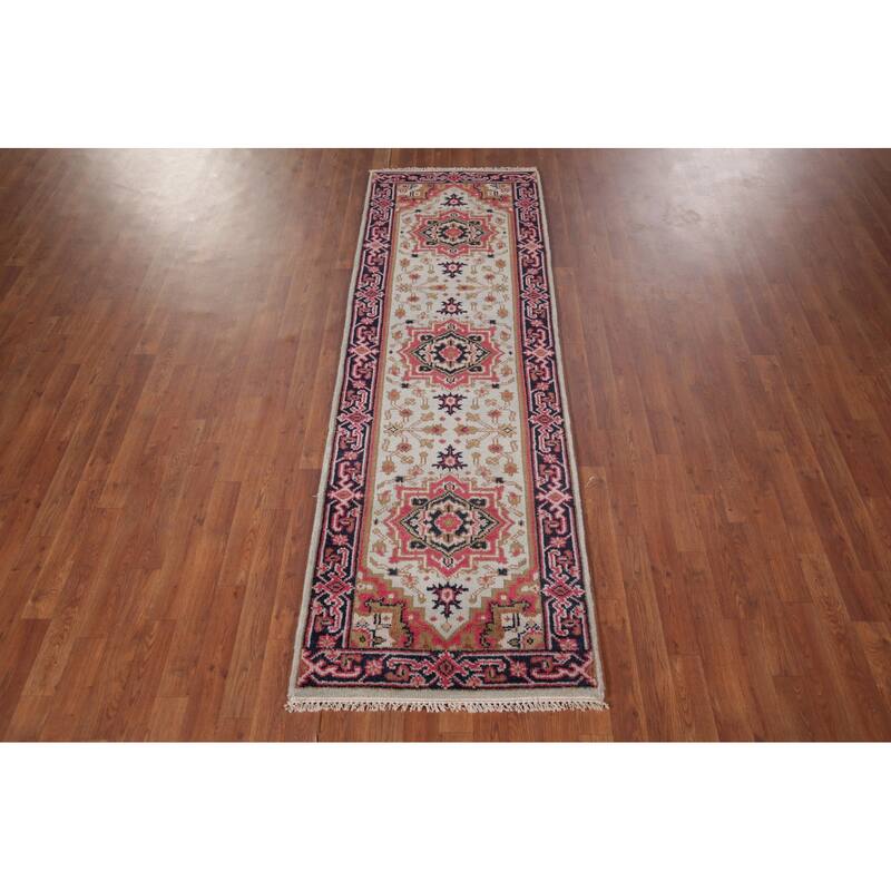 Kazak Indian Runner Rug Hand-Knotted Wool Carpet - 2'7"x 8'0"