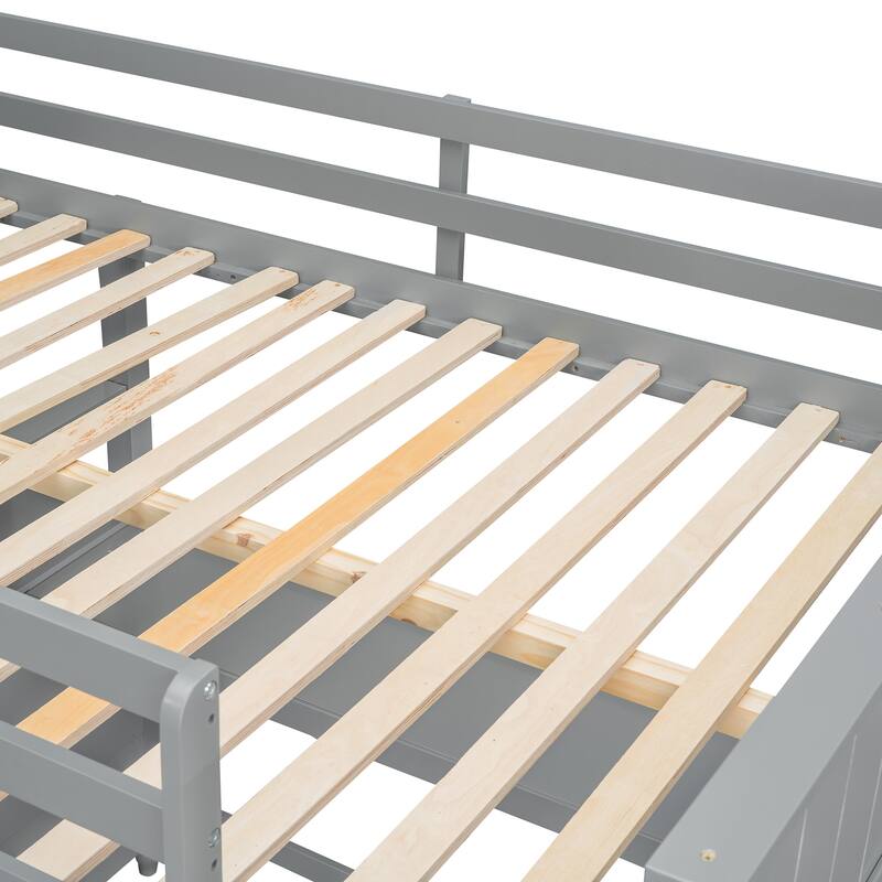 Full Size Loft Bed with Desk, Drawers, and Storage Shelves for Maximized Space