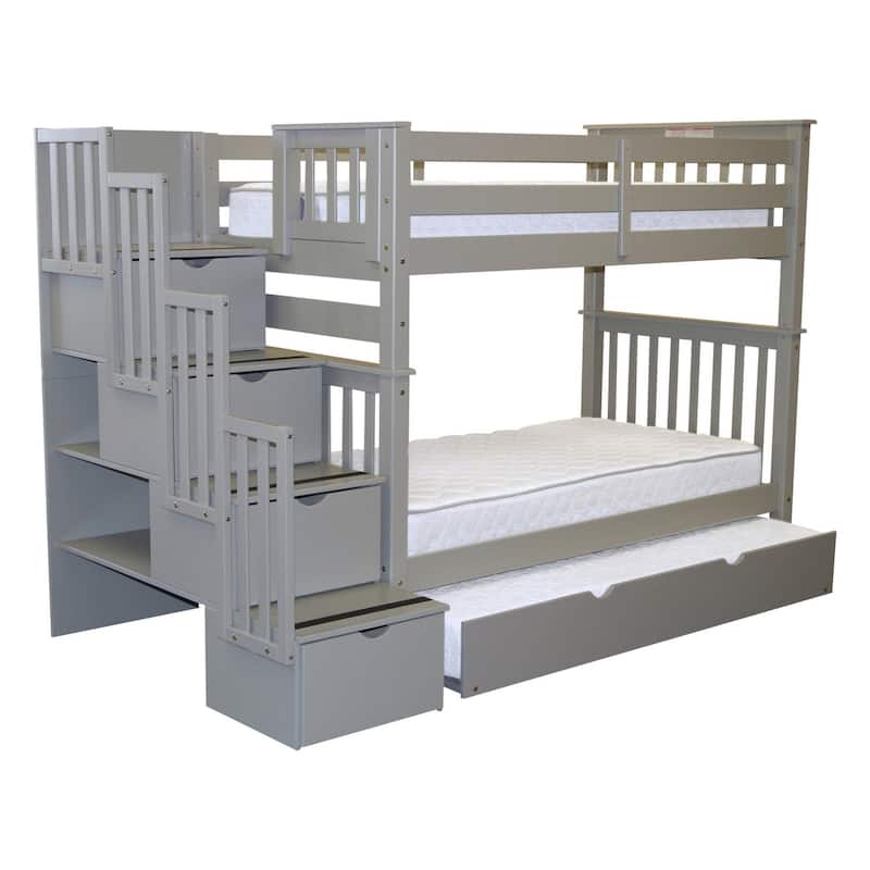 Taylor & Olive Trillium Tall Twin over Twin Stairway Bunk Bed, Trundle