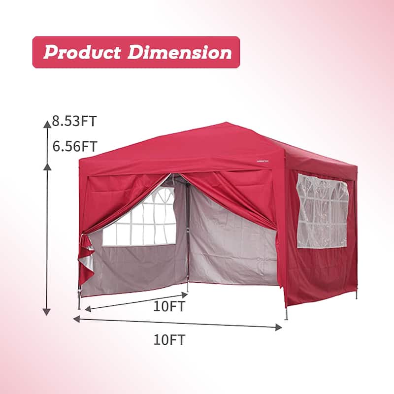 Ainfox 10x10ft Outdoor Pop Up Canopy Tent with 4 Removable Sides and Carrying Bag