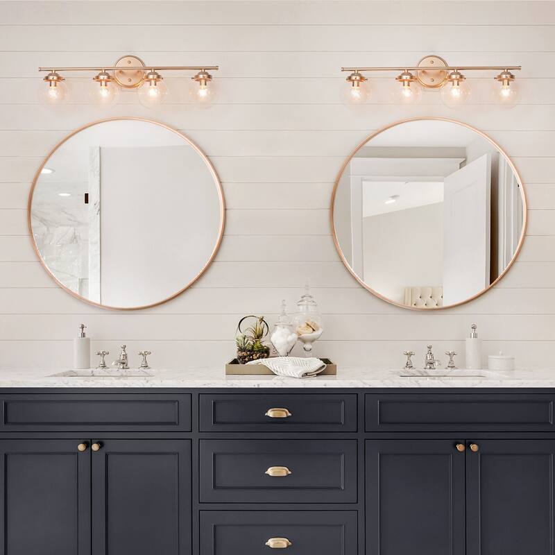 Bela Modern 3-Light Gold Globe Glass Bathroom Vanity Light Dimmable Wall Sconce
