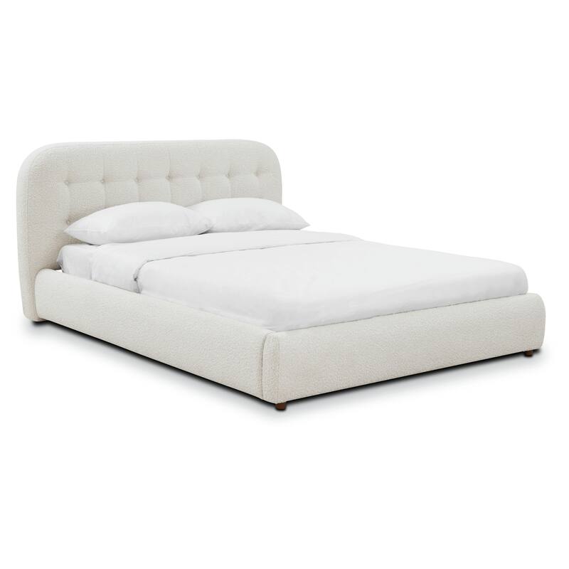 Poly & Bark Ares Queen Bed in Froth White Boucle