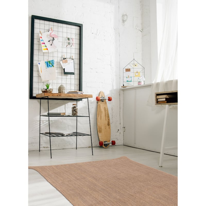 ECARPETGALLERY Braided Weave Palas Denizli Taupe Jute Rug - 4'1 x 5'10