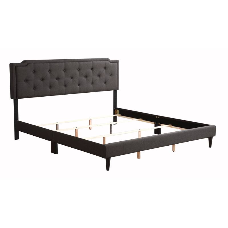 Sleek Black Queen Bed with Tufted Headboard for Modern Bedrooms