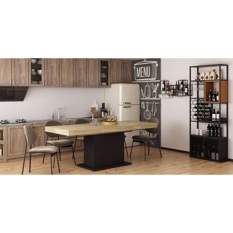 63"-78.7" Extendable Dining Table, Wood Finish Office Meeting Table