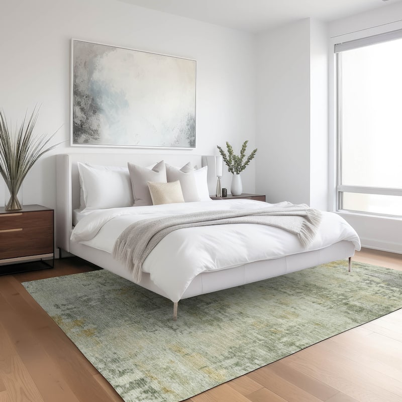 Machine Washable Indoor/ Outdoor Modern Casual Chantille Rug