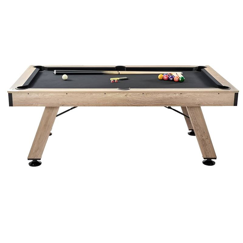 Black Wood MDF Billiards Pool Table with Metal Corners and Full Accessories - 84” Lx 47.8” W x 31.7” H