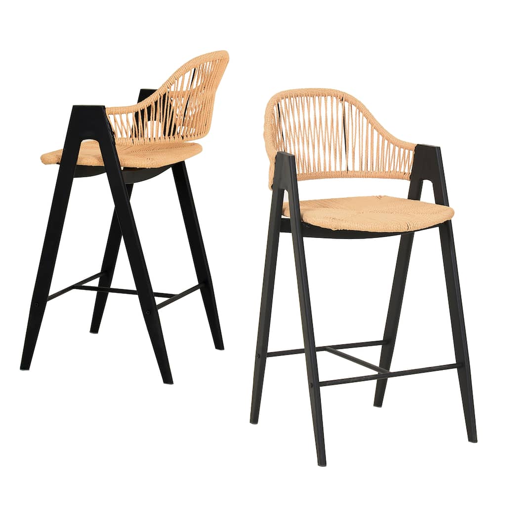 Modrest Gayle Modern Rattan Counter Stool (Set of 2)